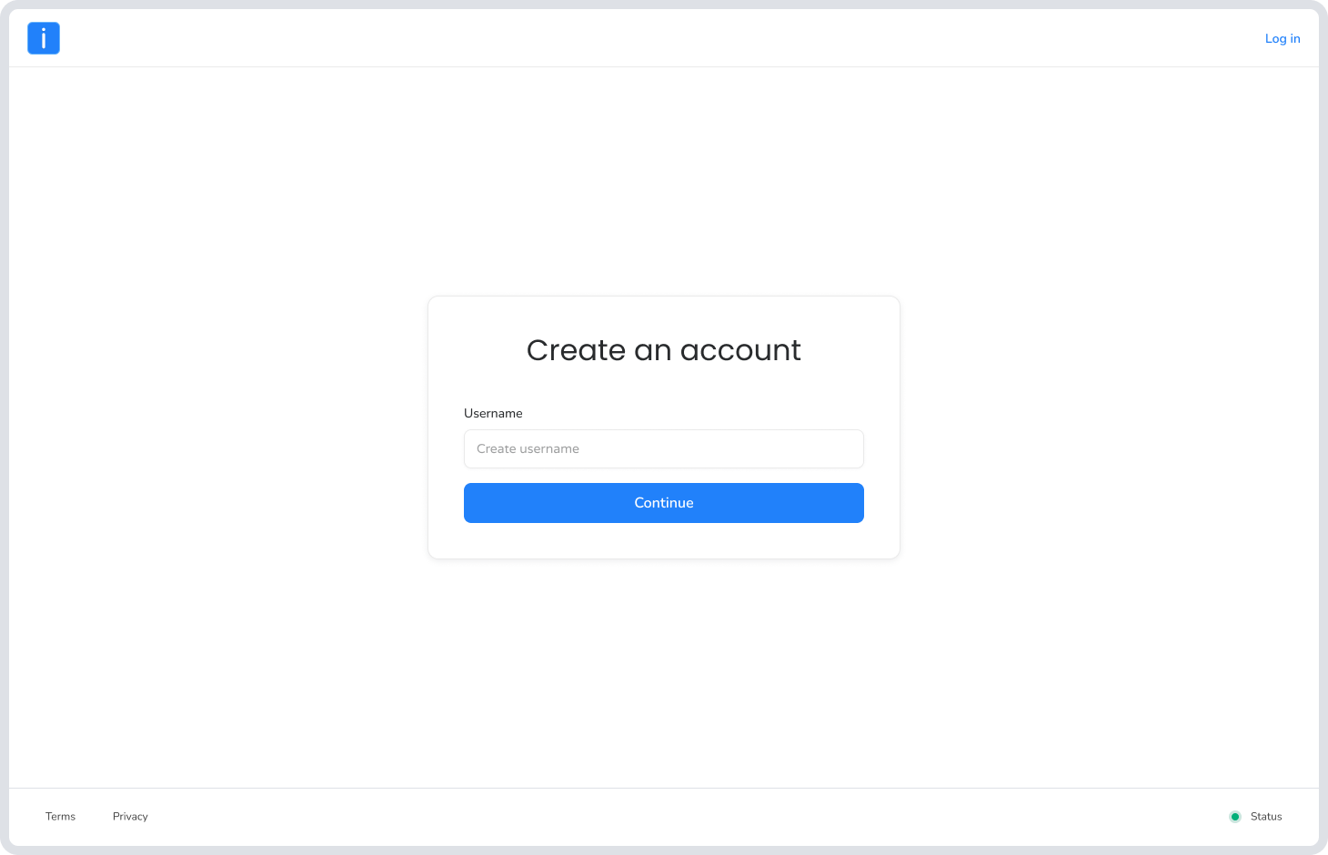 Choose a username screen during sign-up